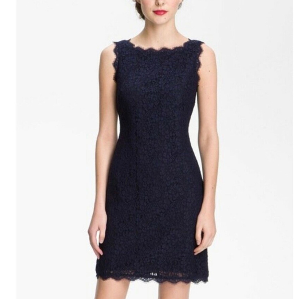 Adrianna Papell Navy Lace sheath dress